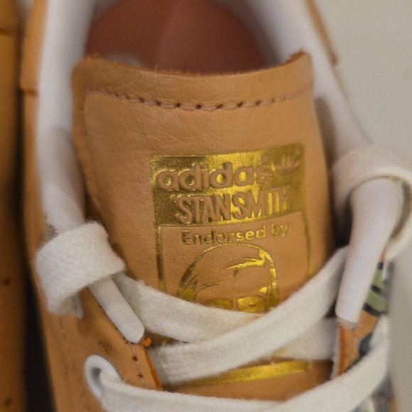 Adidas Stan Smith Peach/ Light Orange Floral Sneakers Leather Low Top Sz 6.5 - Picture 3 of 11